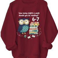 MQZUO Reading 6-7 Sweatshirt, How Many Nights Should You Read 6-7 Funny Reading Hoodie, Funuy Owl 67