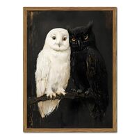 Vintage Owl Wall Art Dark Academia Black and White Owl Wall Decor Painting Moody Cottagecore Wildlif