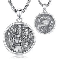 EUDORA Athena Greek Goddess Owl Necklace Sterling Silver S925, Vintage Athena Goddess Guardian of Wi