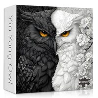 Yin Yang Owl Puzzle for Adults 1000 Pieces，Black and White Puzzles Owl Flowers, Impossible Difficu