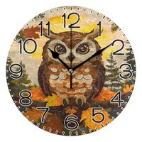 ALAZA Owl Sitting Tree Wall Clock Battery Operated Non Ticking Silent Quartz Analog Rustic Farmhouse