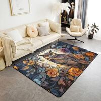 Erosebridal Cute Owl Area Rug 3x5 Wild Animal Print Rug for Bedroom Living Room Woodland Wildlife Th