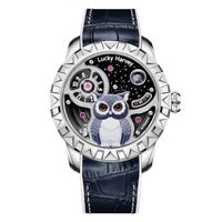 Lucky Harvey Automatic Men Watch Owl Dial Self Wind Mechanical Wristwatch Luminous Sapphire Mirror L