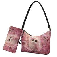 Nittanovaca Owl Crescent Shoulder Bag with Wristlet Wallet, Cherry Blossom Print Underarm Bag Mini C