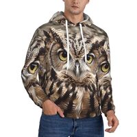 KKLWEGU Men'S Fleece Hoodies Pullover, Casual Long Sleeve Hooded Sweatshirts Owl Birds Pullover