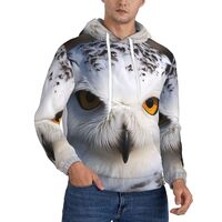 KKLWEGU Men'S Fleece Hoodies Pullover, Casual Long Sleeve Hooded Sweatshirts Snowy Owl Eyes Pul