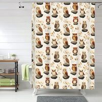 TZTTZT Stone Owl Print Shower Curtain, Fabric Shower Curtains for Bathroom, 60x72 Inches Thick Heavy