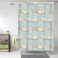 TZTTZT Heart Owl Print Shower Curtain, Fabric Shower Curtains for Bathroom, 60x72 Inches Thick Heavy