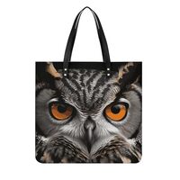 Owl Eyes PU Leather Tote Bag for Women Work Large Capacity Shoulder Bag Top Handle Purses And Handba