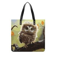 Real Cute Baby Owls PU Leather Tote Bag for Women Work Large Capacity Shoulder Bag Top Handle Purses
