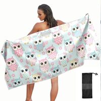 KOPIRIT Owls Flower Cute Pattern Towel Quick Dry Microfiber Oversized Sandproof Travel Beach Towels 