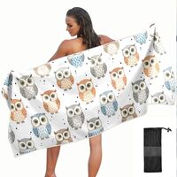 KOPIRIT Owls Dots White Pattern Towel Quick Dry Microfiber Oversized Sandproof Travel Beach Towels f