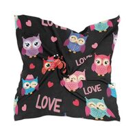 KOPIRIT Owls Hearts Valentine Black Pattern Silk Scarf for Women Head Hair Scarf Bandana Headscarf 2