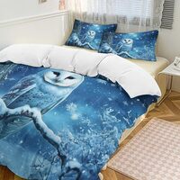 HDESDIS Snowy Owl Trees Branches Duvet Cover Set with Zipper Closure, 3-Piece Soft Microfiber Myster