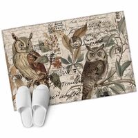 Owl Grey Entryway Rug 2x3 Area Rug Washable Indoor Doormat Small Bathroom Rugs Non-Slip Low Pile Acc