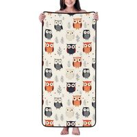 GVYGVY Cotton Bath Towels for Bathroom - Cute Owl Cartoon Print Microfiber Towels for Body Bath Shee