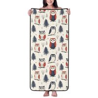 GVYGVY Cotton Bath Towels for Bathroom - Owl in The Woods Print Microfiber Towels for Body Bath Shee