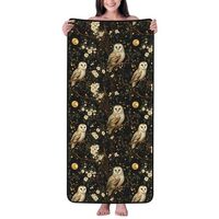 GVYGVY Cotton Bath Towels for Bathroom - Moonlight Owl Print Microfiber Towels for Body Bath Sheets,
