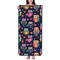 GVYGVY Cotton Bath Towels for Bathroom - Cartoon Cute Owl Print Microfiber Towels for Body Bath Shee