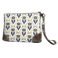 Small Clutch Purses for Women - Tribal Style Owl Print Portable Leather Wristlet Wallets with Wrist