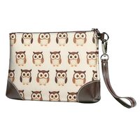 Small Clutch Purses for Women - Cute Owl Print Portable Leather Wristlet Wallets with Wrist Strap