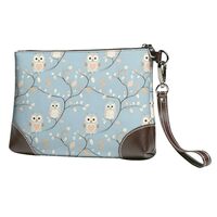 Small Clutch Purses for Women - Cute Owl Heart Print Portable Leather Wristlet Wallets with Wrist St