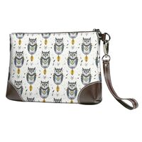 Small Clutch Purses for Women - Simple Owl Print Portable Leather Wristlet Wallets with Wrist Strap