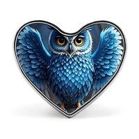 Heart Blue Owl Brooch Classic Mini Pin 1 Inch Aluminum Alloy Lapel Pin Personalized Button Badge for