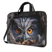 Laptop Sleeve 15 inch Shockproof Computer Bag A gray owl pokes Laptop Case with Handle Shoulder Bag