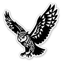 Tribal Owl Stickers - 2 Pack - Waterproof Vinyl for Car, Phone, Water Bottle, Laptop - Owl Ornamenta