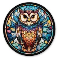 Stained Glass Owl Stickers - 2 Pack - Waterproof Vinyl for Car, Phone, Water Bottle, Laptop - Colorf