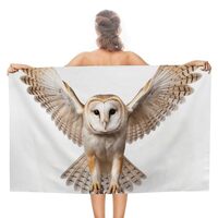 RLDOBOFE Oversize A Barn Owl Beach Towel 31" X 51" Double-Sided Absorbent Towel Quick Dry