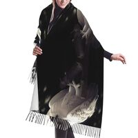 GHZWACKJ White Owl Scarf for Women Winter Warm Scarves, Cashmere Feel Tassel Fashion Scarfs, Pashmin