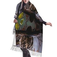 Eekstdbn Owl on a branch Scarf for Women Winter Warm Scarves, Cashmere Feel Tassel Fashion Scarfs, P