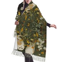 ROTHSKNV Barn Owl Scarf for Women Winter Warm Scarves, Cashmere Feel Tassel Fashion Scarfs, Pashmina