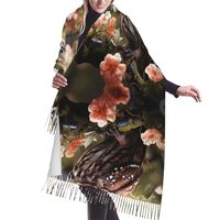 VFMNT Owl and Flower Scarf for Women Winter Warm Scarves, Cashmere Feel Tassel Fashion Scarfs, Pashm