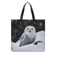 Snow Owl Tote Bag for Women Lightweight Stylish Shoulder Bag Casual Utility Handbags Leather Large T