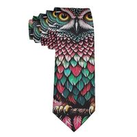 Supdreamc Fashion Green And Pink Owl Wind Chimes Space Galaxy Printed Skinny Tie, Men's Paisley