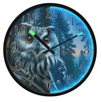ALAZA Owl Forest Animal Wall Clocks Glow in Dark Battery Operated Silent Wall Clock 12 Inch Non Tick