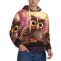 FHEBNDS Men's Fleece-Lined Hoodie Pullover Owl Hoodies Casual Winter Hooded Sweatshirt with Poc
