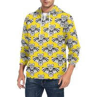CUPADA Mens Full Zip Hoodie Owl Yellow Background Long Sleeve Casual Sweatshirt with Pocket Jacket F