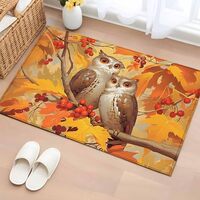DecorLovee Entryway Rug 2'x3', Fall Owl Small Rug for Kitchen Bathroom Door Mat Indoor Ent