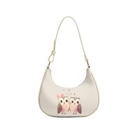 Jolamirel Kawaii Owl Shoulder Bag for Women Large Capacity Soft Vegan Handbag Cartoon Owls Crescent 