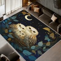 Owl Rug 2x3 Washable Entryway, Birds On Branches Small Area Rugs for Indoor Kitchen Bedroom Entrance