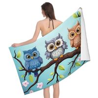 LKVNSWERT Owls on a Branch Bath Towel Super Soft Absorbent Bathroom Shower Towels Microfiber Beach T