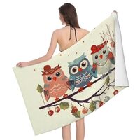 LKVNSWERT Cute Christmas Owls on Branch Bath Towel Super Soft Absorbent Bathroom Shower Towels Micro