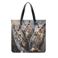 Oversize Pu Leather Owl Birds Tote Bag Women's Soft Shoulder Bag Weekender Hobo Bags Shopper Ha