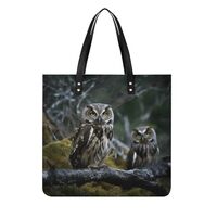 Wild Owl Birds Tote Bag for Women PU Leather Shoulder Bags Designer Purses And Handbags Weekender Ba