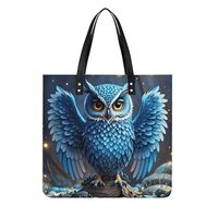 Blue Owl Tote Bag for Women PU Leather Shoulder Bags Designer Purses And Handbags Weekender Bag