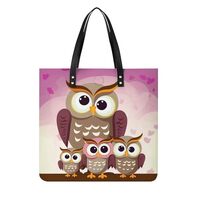 Large Owls Family Tote Bag Women Fashion PU Leather Handbags Top Handle Ladies Shoulder Bags Travel 